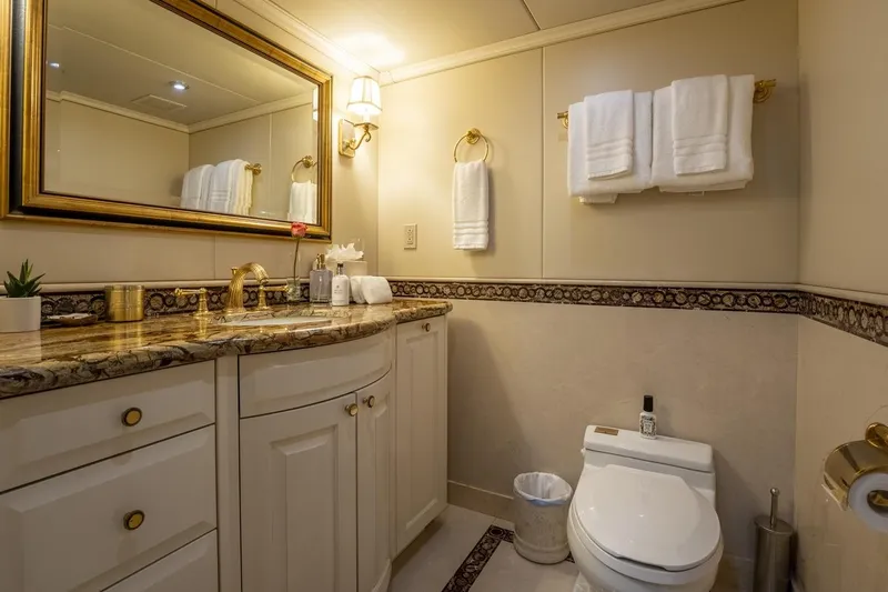 Amore Yacht Photos Pics Luxurious bathroom on Christensen Motor Yacht, built in 2005.