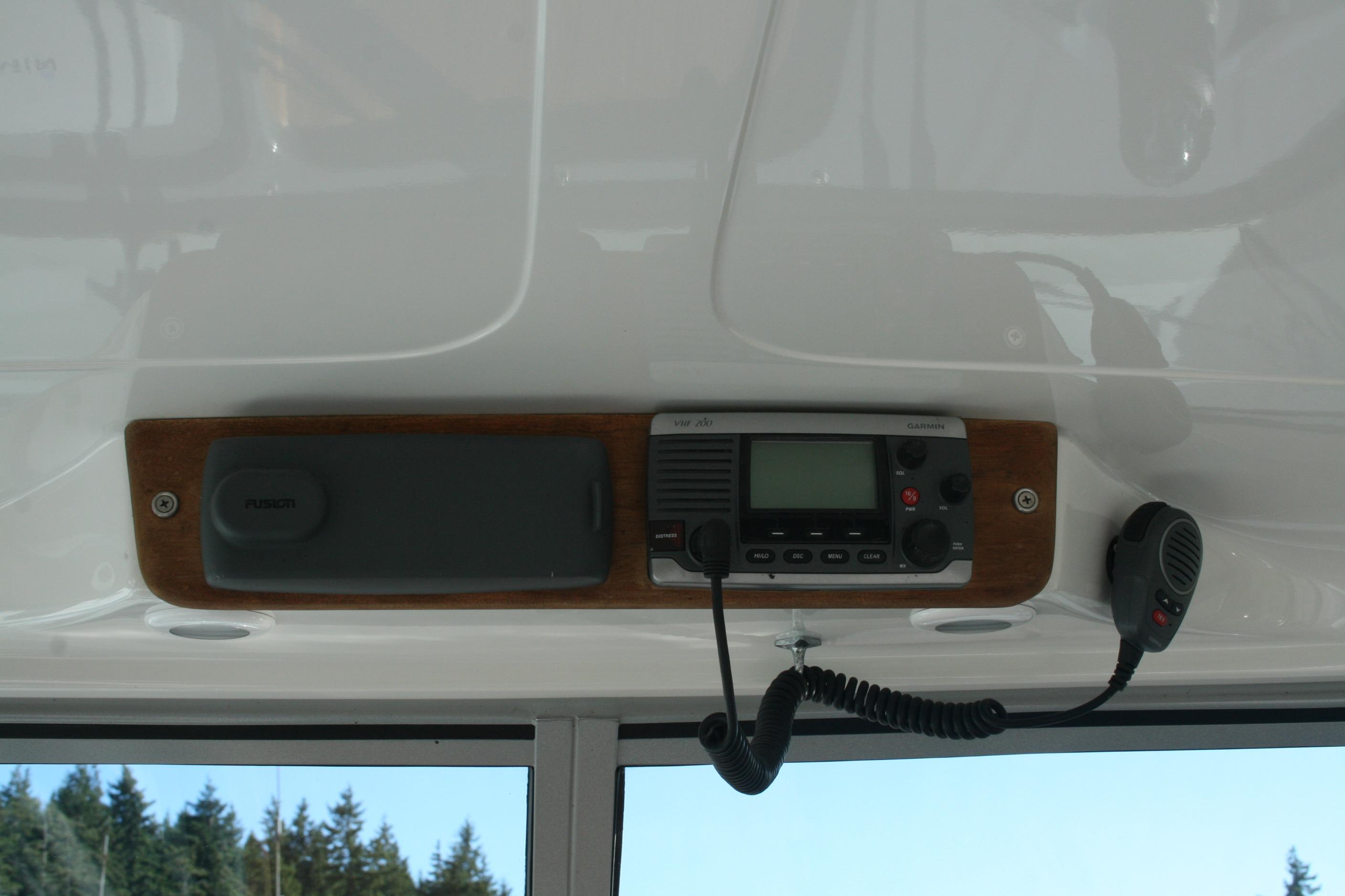Overhead radio and speaker system in 2012 Protector Targa 30 boat.