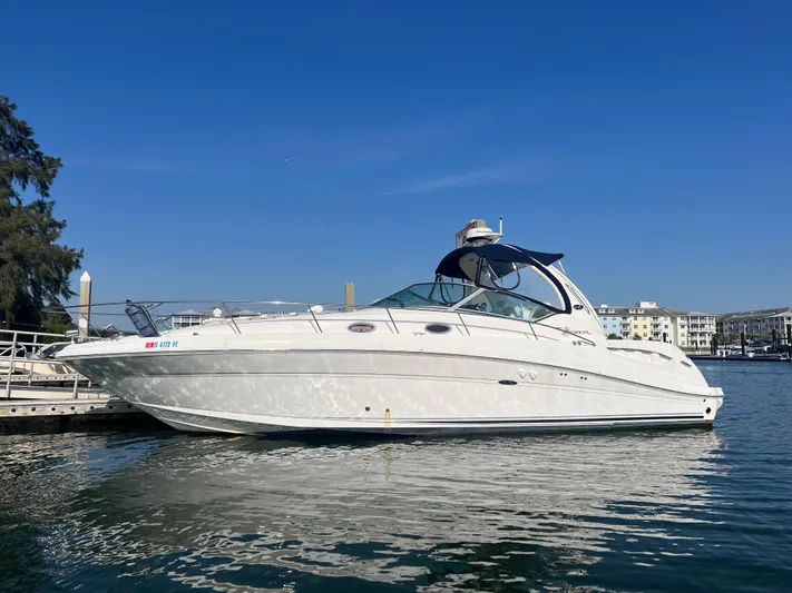  Yacht Photos Pics 2007 Sea Ray 340 Sundancer yacht docked in marina.