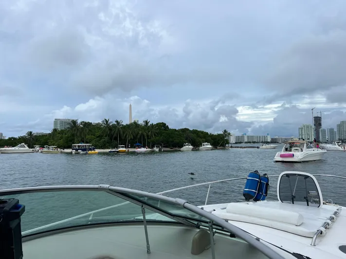  Yacht Photos Pics View from a 2007 Sea Ray 340 Sundancer on a cloudy day in a marina.