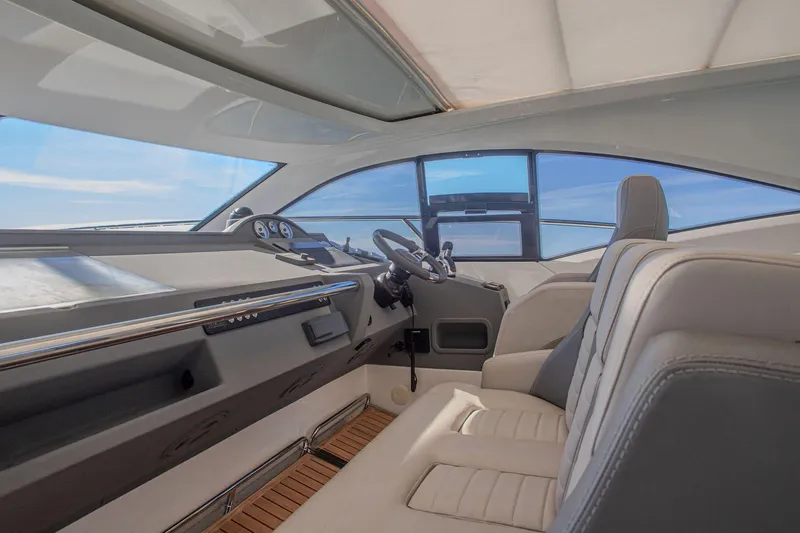 Tyma Yacht Photos Pics Interior of 2019 Windy 46 Chinook yacht with modern design and luxurious seating.