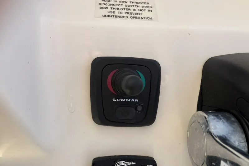  Yacht Photos Pics Control panel of a 2019 Grady-White Freedom 307 boat with Lewmar joystick.