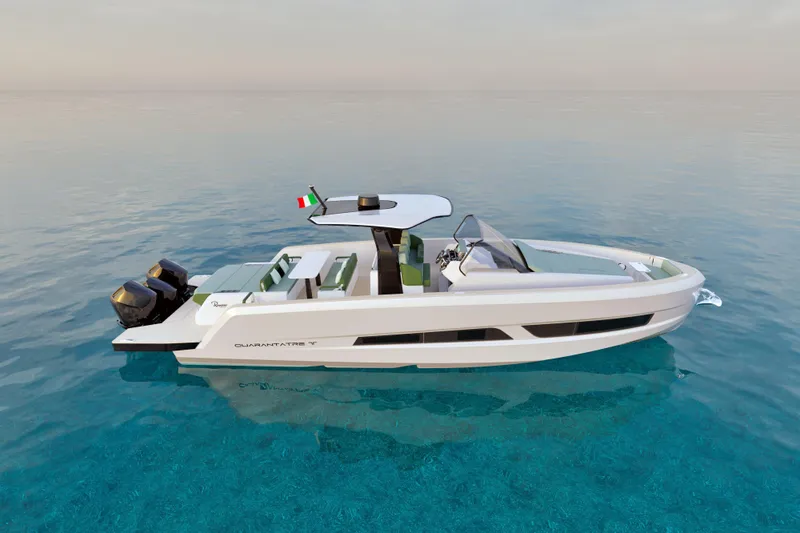  Yacht Photos Pics 2026 Ranieri QUARANTATRE TT luxury boat on calm blue water.