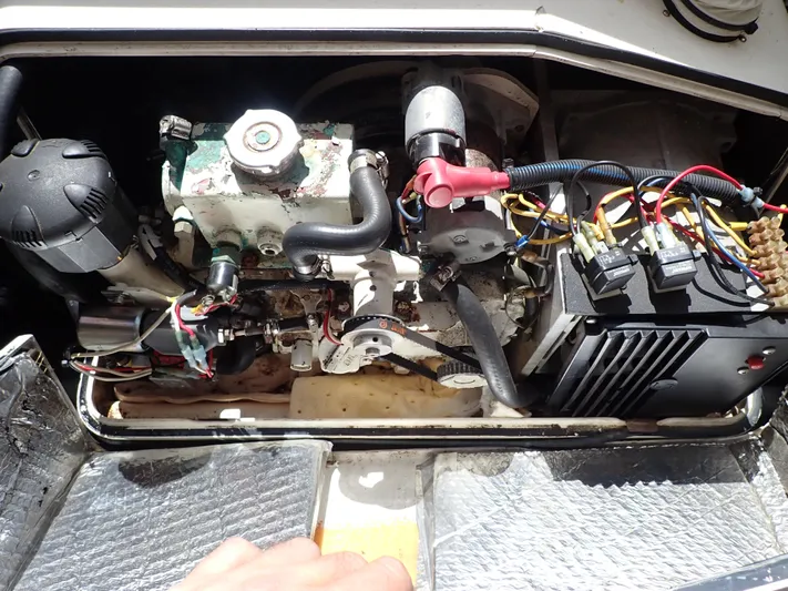  Yacht Photos Pics Engine compartment of a 2004 Mainship 34 Rum Runner II boat.