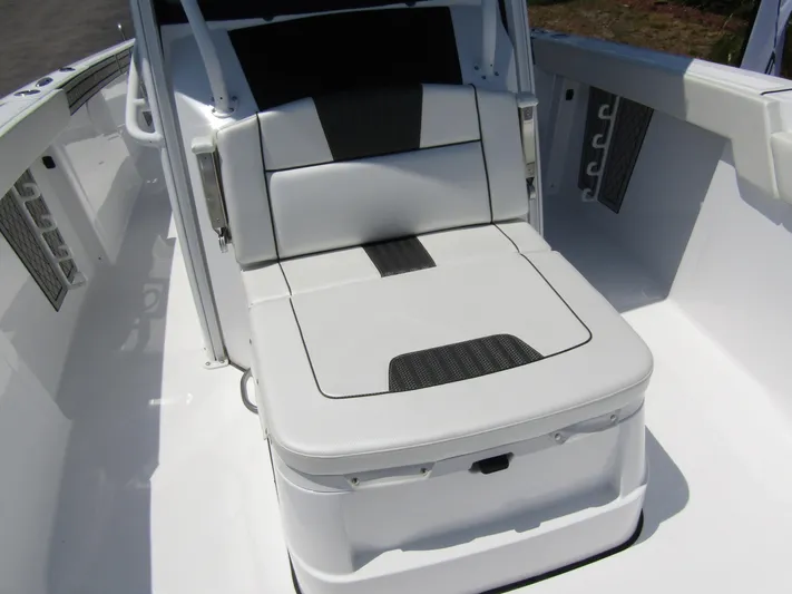  Yacht Photos Pics 2024 Wellcraft 352 Fisherman boat interior seating area.