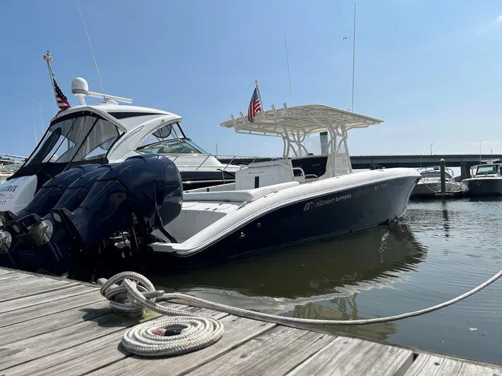  Yacht Photos Pics 2008 Midnight Express 37 boat docked at marina, sunny day.