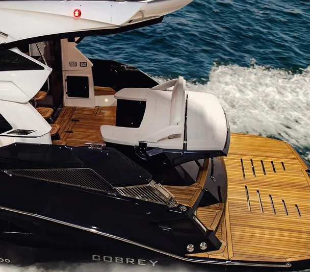 Custom Order Yours Today! Yacht Photos Pics Luxury Cobrey 45 Fly yacht cruising on the ocean, 2026 model.