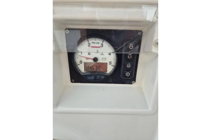 Chapter Two Yacht Photos Pics Yanmar engine gauge on 2014 Lagoon 450, displaying 4638 hours.