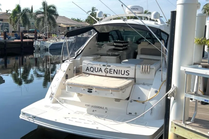  Yacht Photos Pics 2014 Sea Ray 410 Sundancer yacht docked in Fort Lauderdale marina.