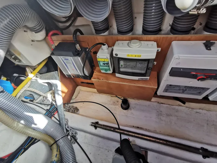 Siman H Yacht Photos Pics Electrical components in the engine room of a 2020 Beneteau Oceanis 46.1 sailboat.
