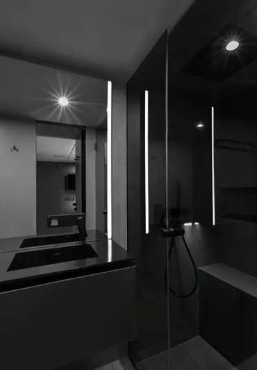 Grayone Yacht Photos Pics Modern bathroom interior on 2020 Sunreef 80 sailing yacht, featuring sleek design and ambient lighting.