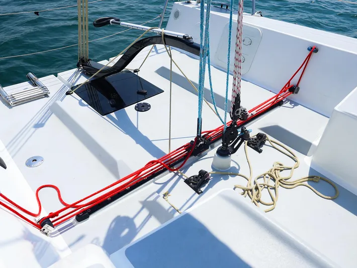  Yacht Photos Pics 2020 J Boats J/99 sailboat deck with ropes and rigging.