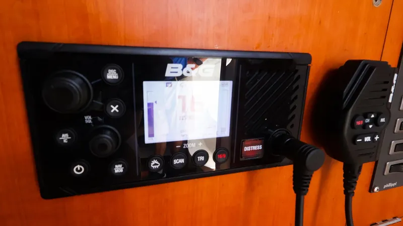  Yacht Photos Pics B&G marine radio system on 2020 J Boats J/99 yacht dashboard.