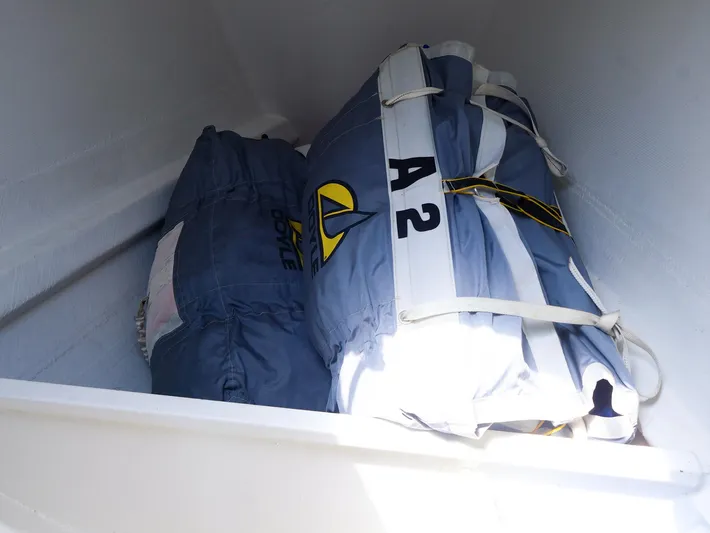  Yacht Photos Pics Sails stored in a compartment of a 2020 J Boats J/99 yacht.