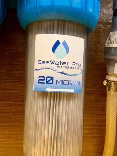 Esperanza Yacht Photos Pics SeaWater Pro watermaker filter, 20 micron, on Lagoon 380 S2 4/2, 2019 model.