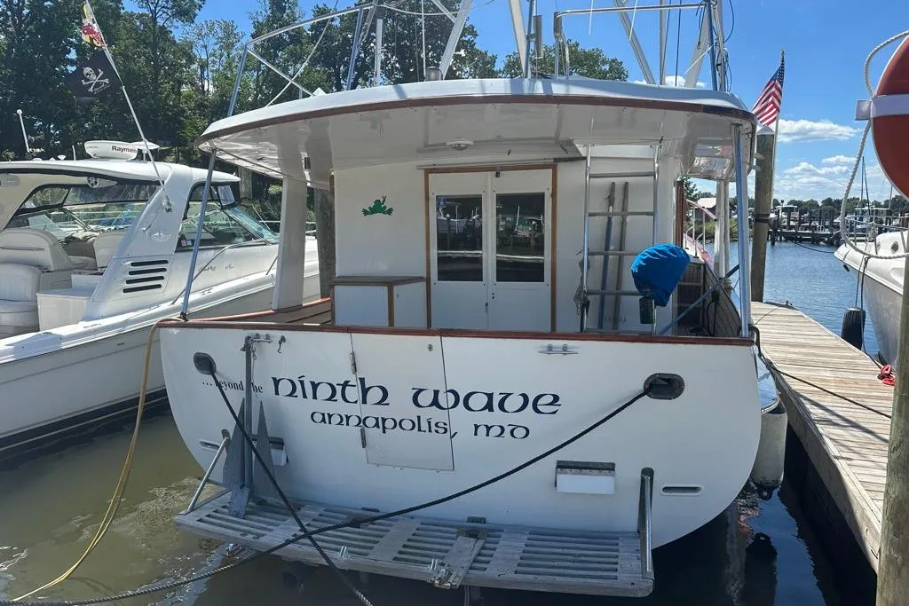 Kadey-Krogen 42 Trawler, 1983, docked in Annapolis, MD, named "Ninth Wave."