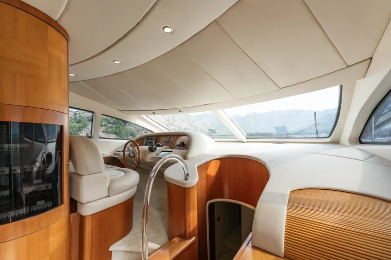Senior S Yacht Photos Pics Luxurious interior of 2004 Azimut 80 yacht with elegant wood and leather finishes.