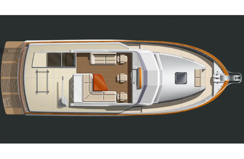Hop Aboard Yacht Photos Pics Top view layout of 2015 Grand Banks 43 Heritage EU yacht.