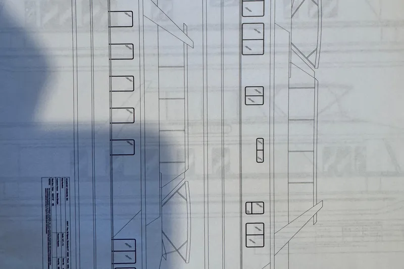  Yacht Photos Pics Blueprint of a 2004 Stardust Cruisers houseboat, showcasing detailed side view design.