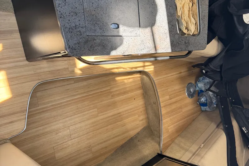  Yacht Photos Pics Interior of 2014 Formula 350 Sun Sport with wooden flooring and countertop.