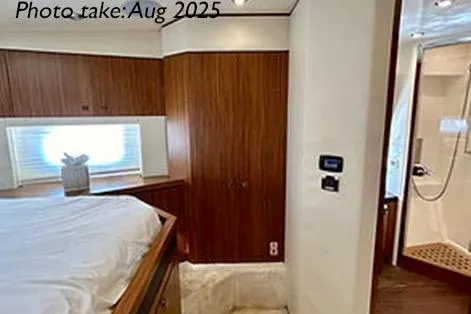  Yacht Photos Pics Interior of 2015 Mazarin 72 Sport Fly yacht, featuring bedroom and bathroom, August 2025.