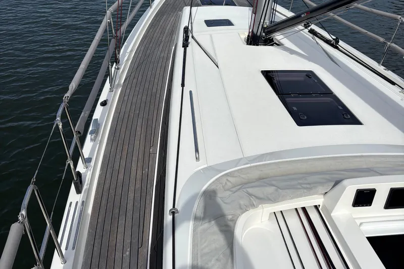 Katara Yacht Photos Pics 2023 X-Yachts X4³ MkII sailboat deck with sleek design and modern features.