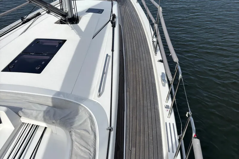 Katara Yacht Photos Pics 2023 X-Yachts X4³ MkII sailboat deck with sleek design and modern features.