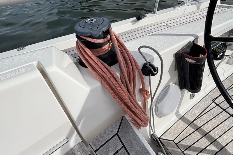 Katara Yacht Photos Pics Deck of 2023 X-Yachts X4³ MkII with winch and rope detail.
