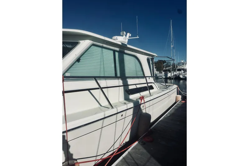 2021 Back Cove 37 Yacht Photos Pics 2021 Back Cove 37 boat docked at marina under clear blue sky.