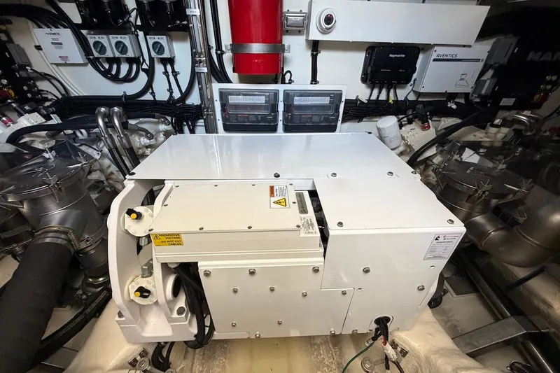  Yacht Photos Pics Engine room of 2021 Riviera 50 Sports Motor Yacht with advanced machinery and equipment.