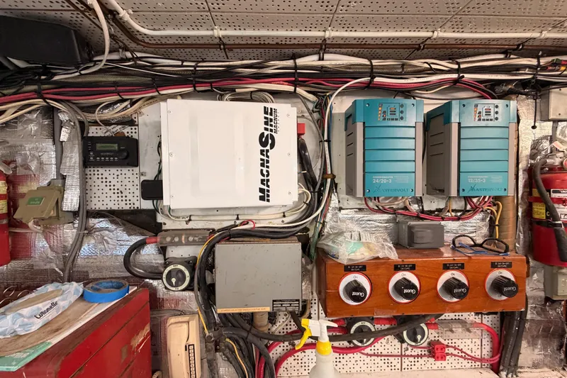 All The Way Yacht Photos Pics Electrical system of 1984 Hartman-Palmer 60 Flush Deck Motor Yacht with Mastervolt components.