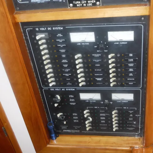 Ping Yacht Photos Pics Electrical control panel on a 1998 Legacy 40' Flybridge boat.