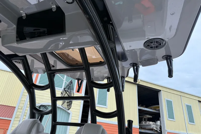 Thirty Percent Yacht Photos Pics 2021 Cape Horn 36 XS boat interior with overhead storage and speakers.