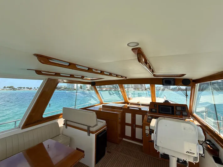 Fiji Yacht Photos Pics Interior of 1999 Grand Banks 49 Eastbay HX yacht with ocean view.