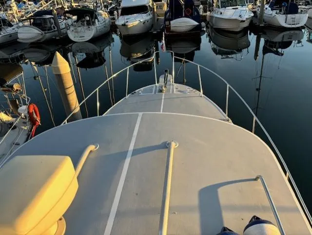 Morning Star V Yacht Photos Pics Bow view of 1997 Albin 31 Tournament boat docked in marina.