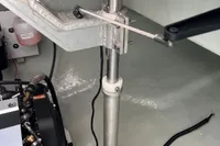 Engine compartment of a 2018 Leopard 45 yacht, showing mechanical components and wiring.