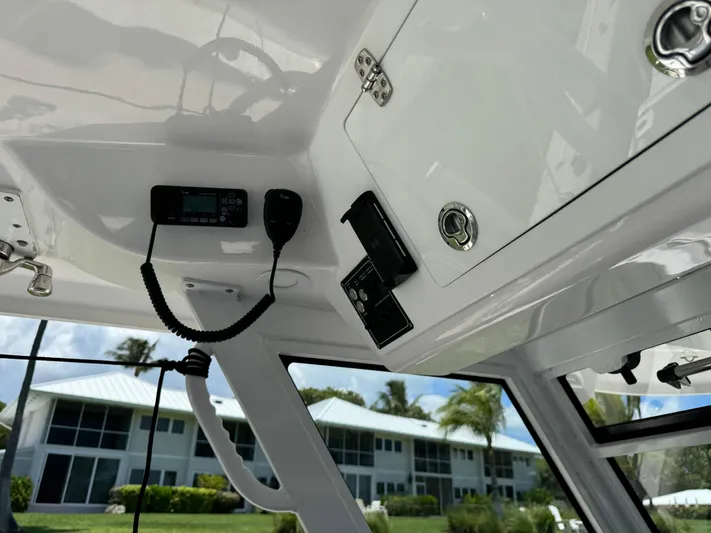  Yacht Photos Pics Interior view of 2023 Sea Fox 368 Commander boat with communication equipment.