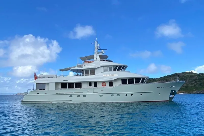 Beothuk Yacht Photos Pics Luxury yacht "Doggersbank Offshore" by Kuipers Woudsend, 2008, sailing in clear blue waters.