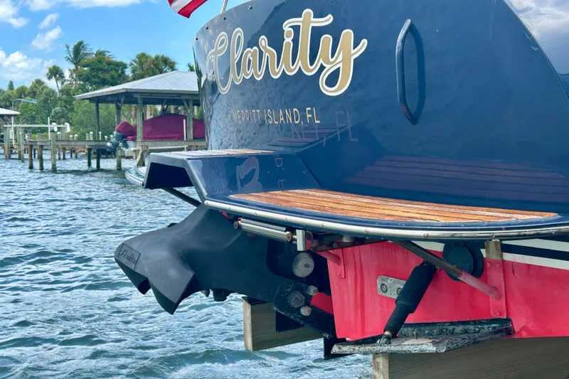 Clarity Yacht Photos Pics Hinckley 36 EP Picnic Boat, 2006, docked at Merritt Island, Florida.