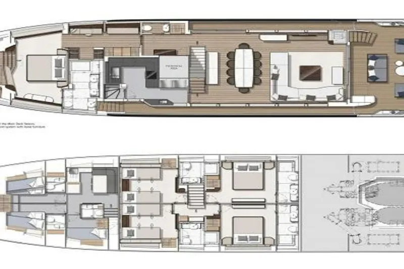 Paladium Yacht Photos Pics Floor plan of a 2010 Sunseeker 30 Metre Yacht, showcasing interior layout and design.