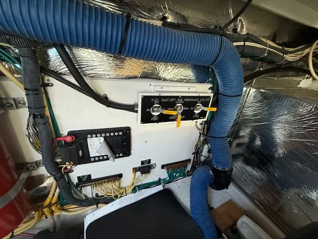  Yacht Photos Pics Engine room of 2009 Cruisers Yachts 420 Coupe with wiring and ventilation system.