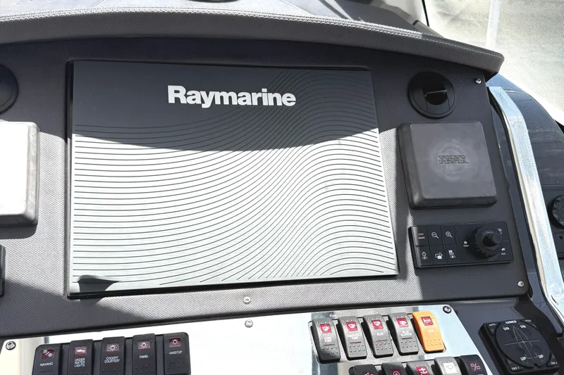  Yacht Photos Pics Control panel of a 2016 Monterey 360 Sport Coupe with Raymarine display.