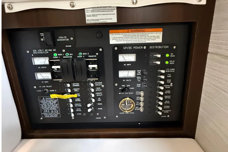 Kailani II Yacht Photos Pics Electrical control panel on 2023 Cruisers Yachts 34 GLS OB boat.