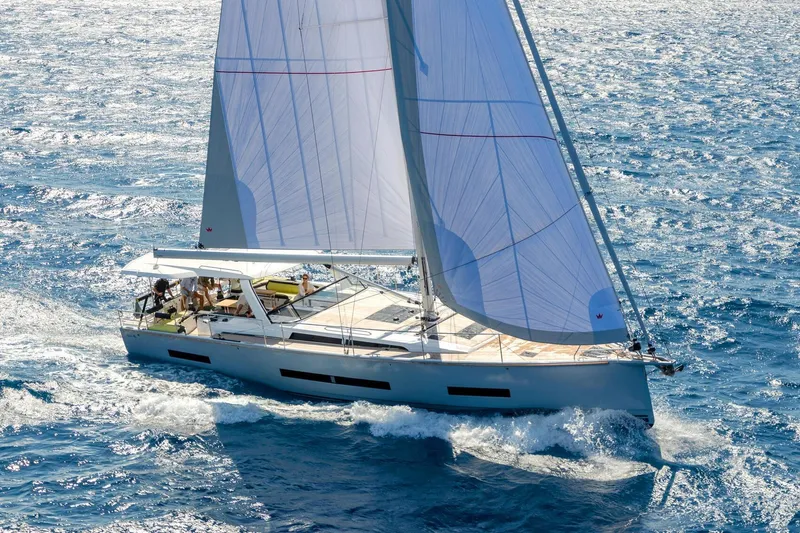  Yacht Photos Pics Sailing yacht Hanse 590, 2026 model, cruising on open sea with full sails.