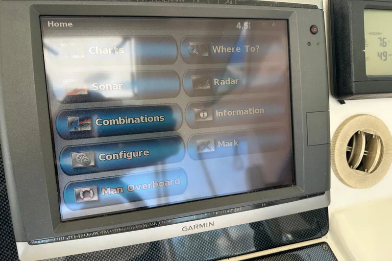 2009 Riviera 47 Yacht Photos Pics Garmin navigation display on 2009 Riviera 47 Enclosed Flybridge Series II yacht.