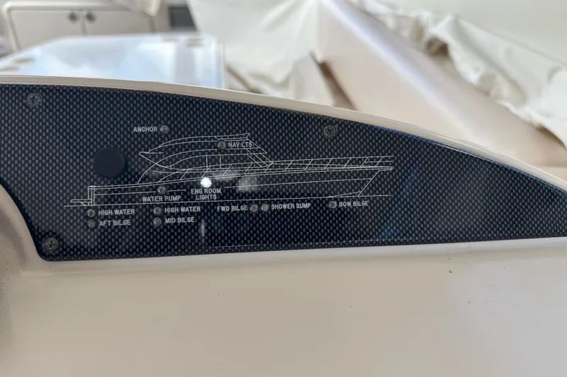 2009 Riviera 47 Yacht Photos Pics Control panel of 2009 Riviera 47 Enclosed Flybridge Series II yacht.