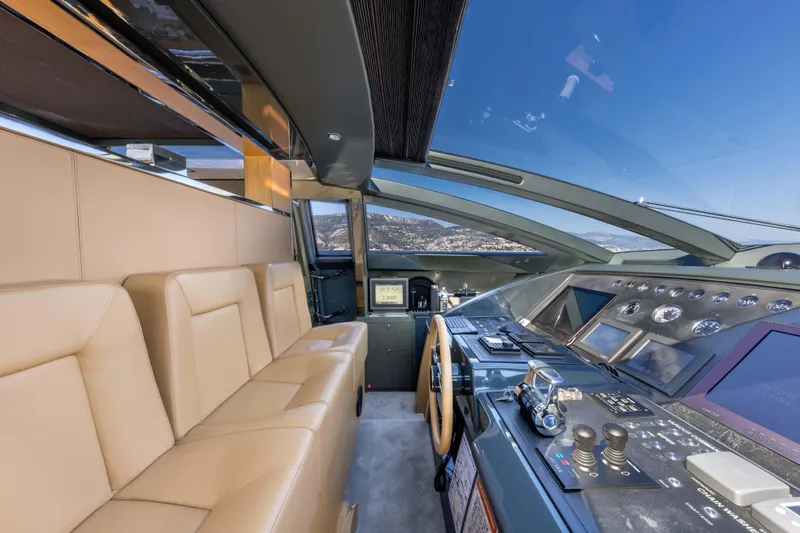 Silver Breeze Yacht Photos Pics Luxurious interior of 2010 Riva Domino 86 yacht with modern cockpit design.