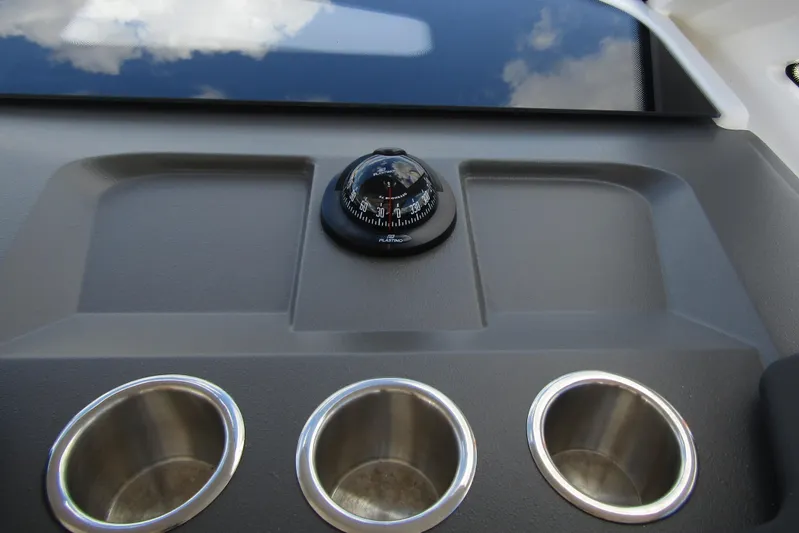  Yacht Photos Pics Dashboard of 2025 Nimbus Weekender 9 with compass and cup holders.