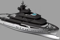 Custom 2026 motor yacht with sleek design and modern features, viewed from above.