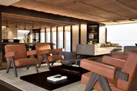 Luxurious interior of 2026 custom motor yacht with modern seating and elegant decor.